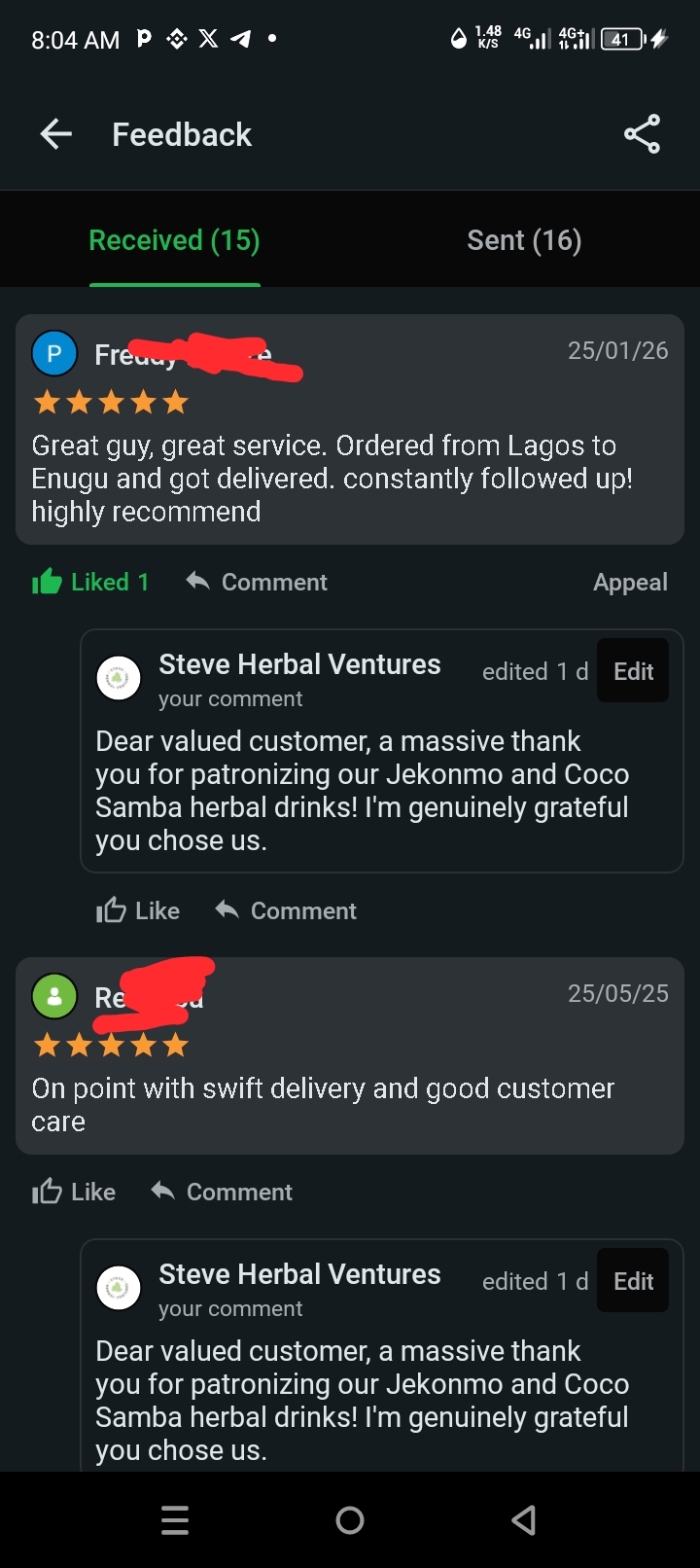 Verified 5-star customer feedback