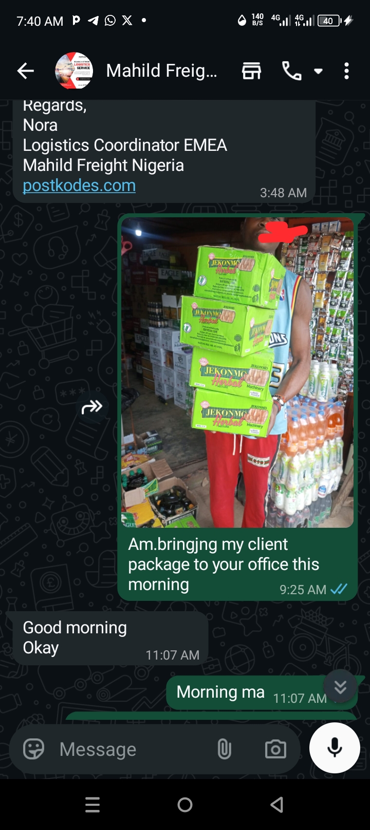 Freight pickup — client package delivery